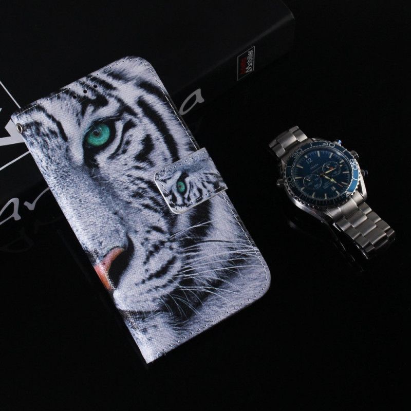 Kožené Puzdro Samsung Galaxy M13 Strappy Biely Tiger