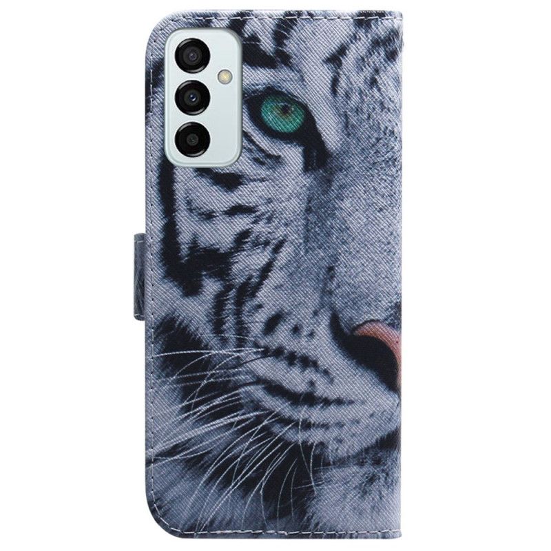 Kožené Puzdro Samsung Galaxy M13 Strappy Biely Tiger