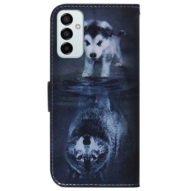 Kožené Puzdro Samsung Galaxy M13 Strappy Šteňa Sen