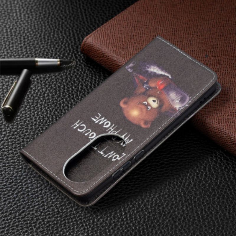 Flipové Puzdro Huawei P50 Pro Kožené Puzdro Nebezpečný Medveď
