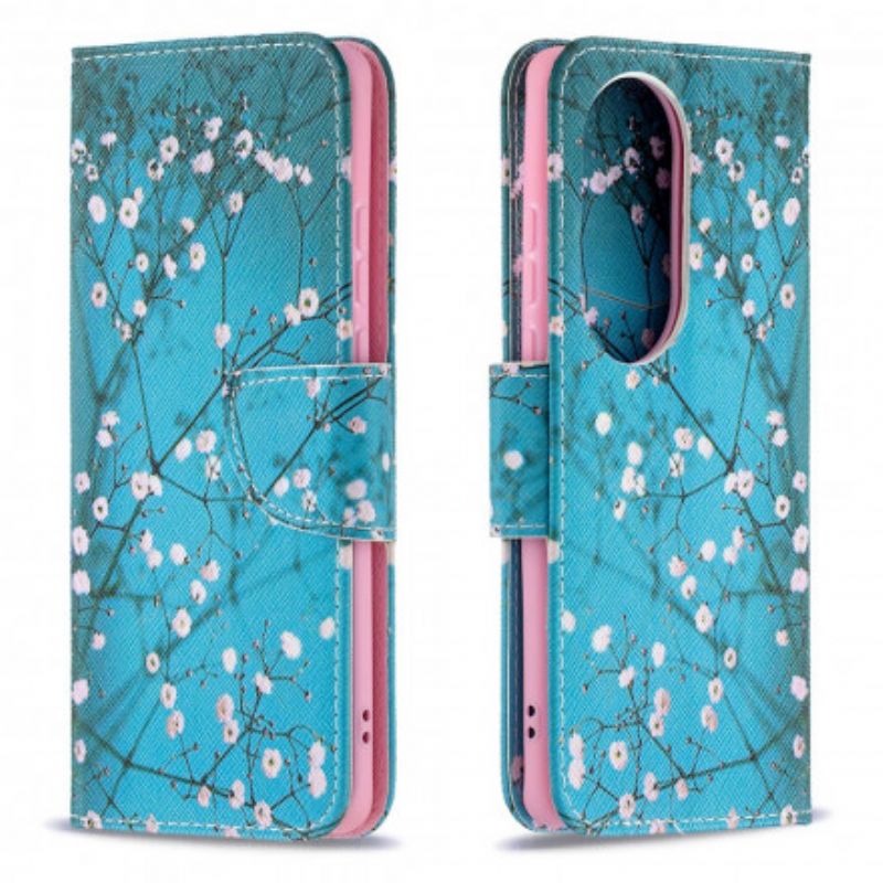 Kožené Puzdro Huawei P50 Pro Kvitnúci Strom