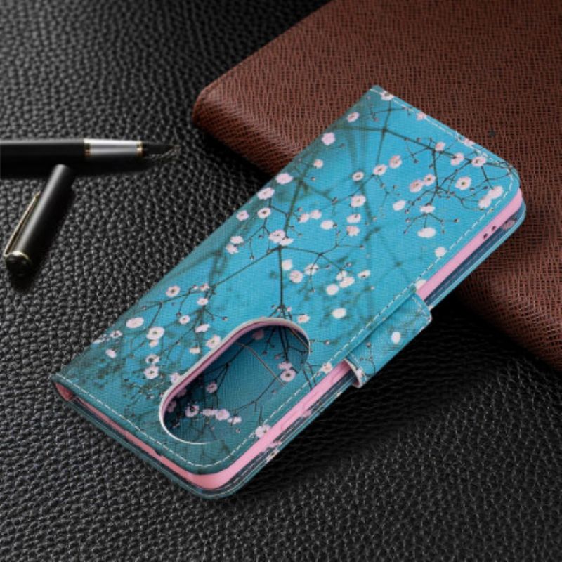 Kožené Puzdro Huawei P50 Pro Kvitnúci Strom