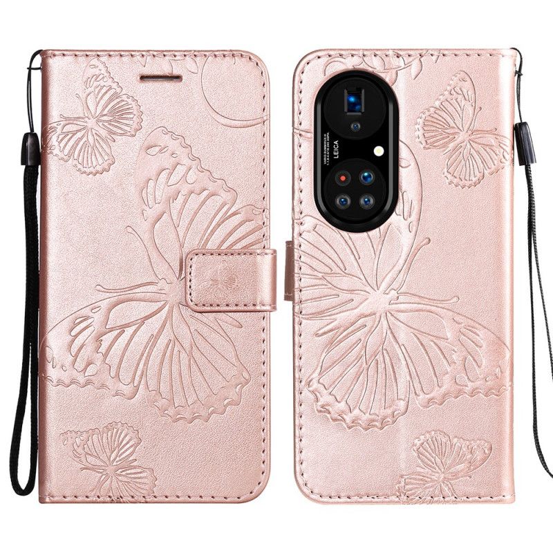 Kožené Puzdro Huawei P50 Pro Obrie Motýle