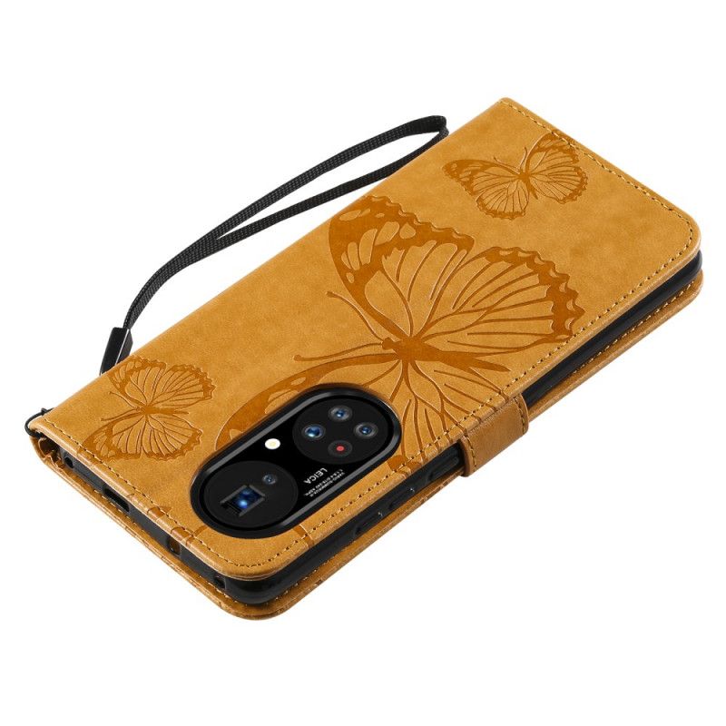 Kožené Puzdro Huawei P50 Pro Obrie Motýle