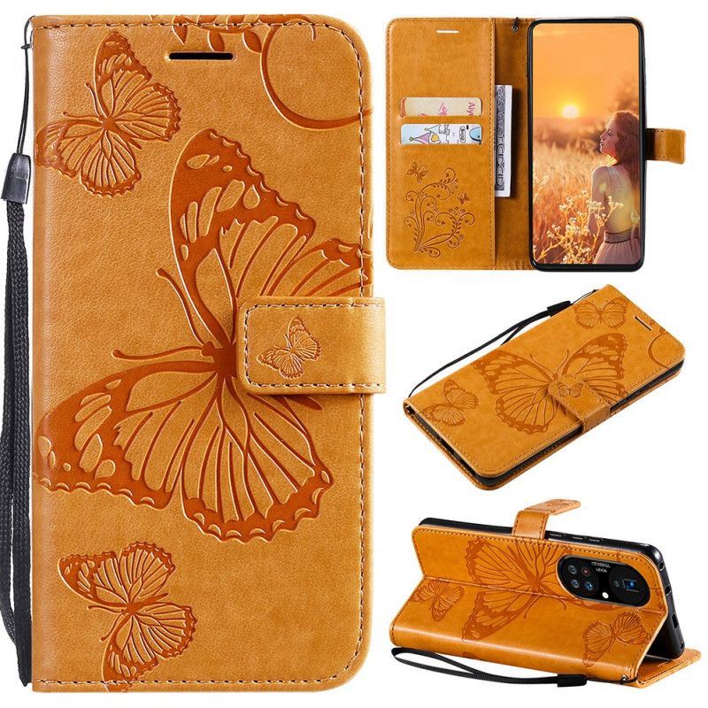 Kožené Puzdro Huawei P50 Pro Obrie Motýle
