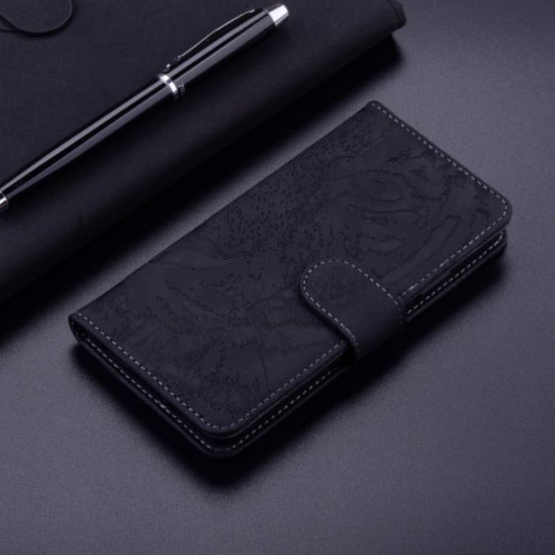 Kožené Puzdro Huawei P50 Pro Odtlačok Tváre Tigra