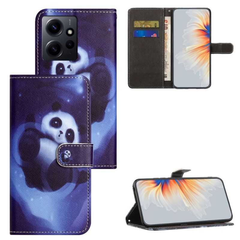 Flipové Puzdro Xiaomi Redmi Note 12 4G Vesmírna Panda So Šnúrkou
