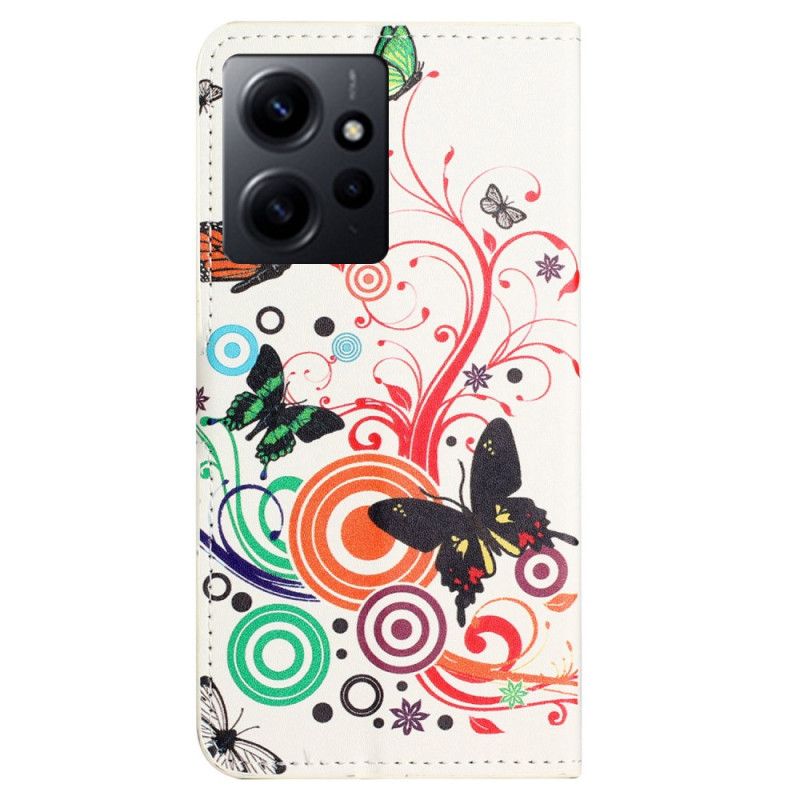 Kožené Puzdro Xiaomi Redmi Note 12 4G Pekné Motýle