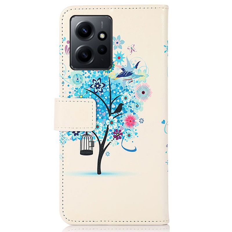 Kožené Puzdro Xiaomi Redmi Note 12 4G Strom S Farebnými Listami