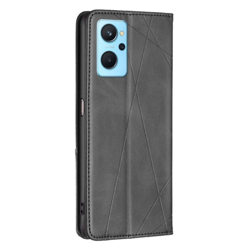 Flipové Puzdro Realme 9i Kožené Puzdro Diagonálne Čiary So Vzorom Umelej Kože