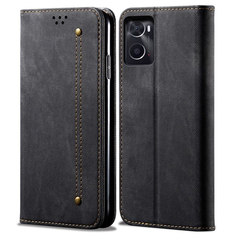 Flipové Puzdro Realme 9i Kožené Puzdro Džínsová Tkanina