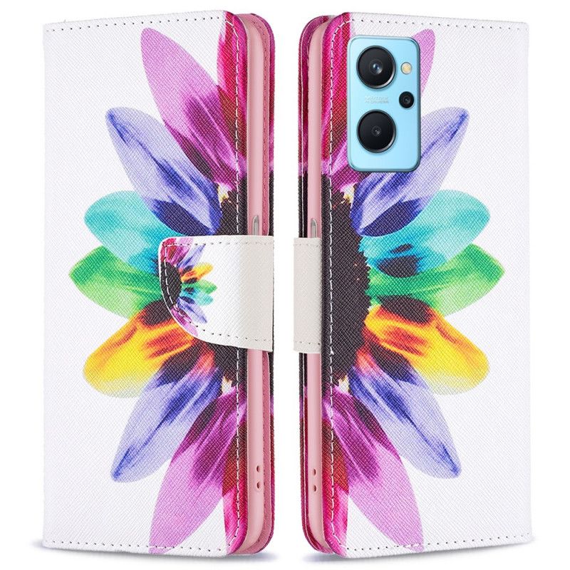 Kožené Puzdro Realme 9i Akvarelový Kvet