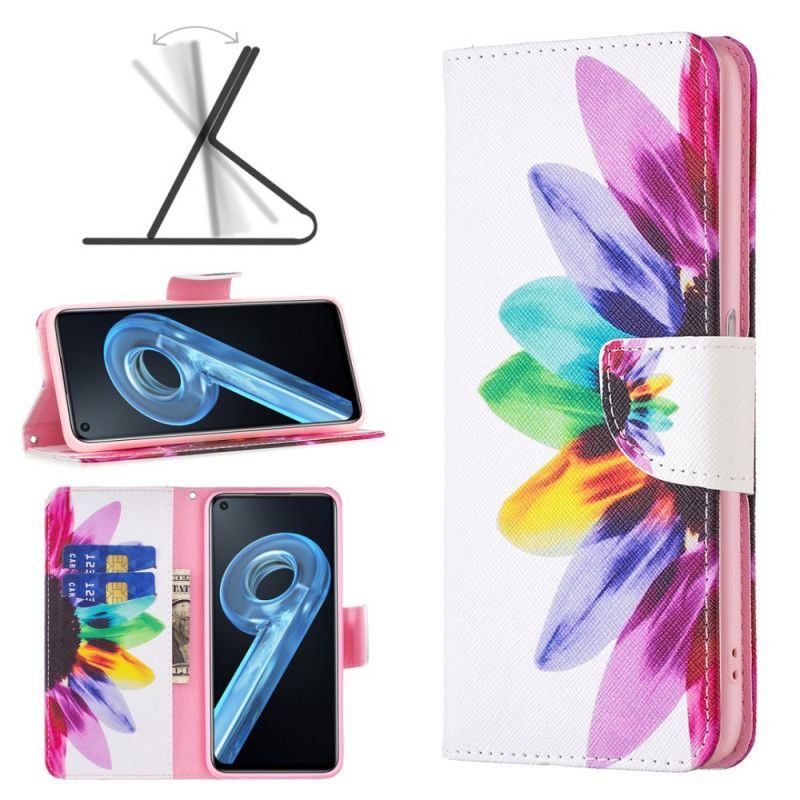 Kožené Puzdro Realme 9i Akvarelový Kvet