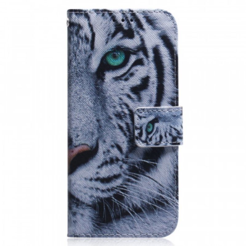 Kožené Puzdro Realme 9i Biely Tiger