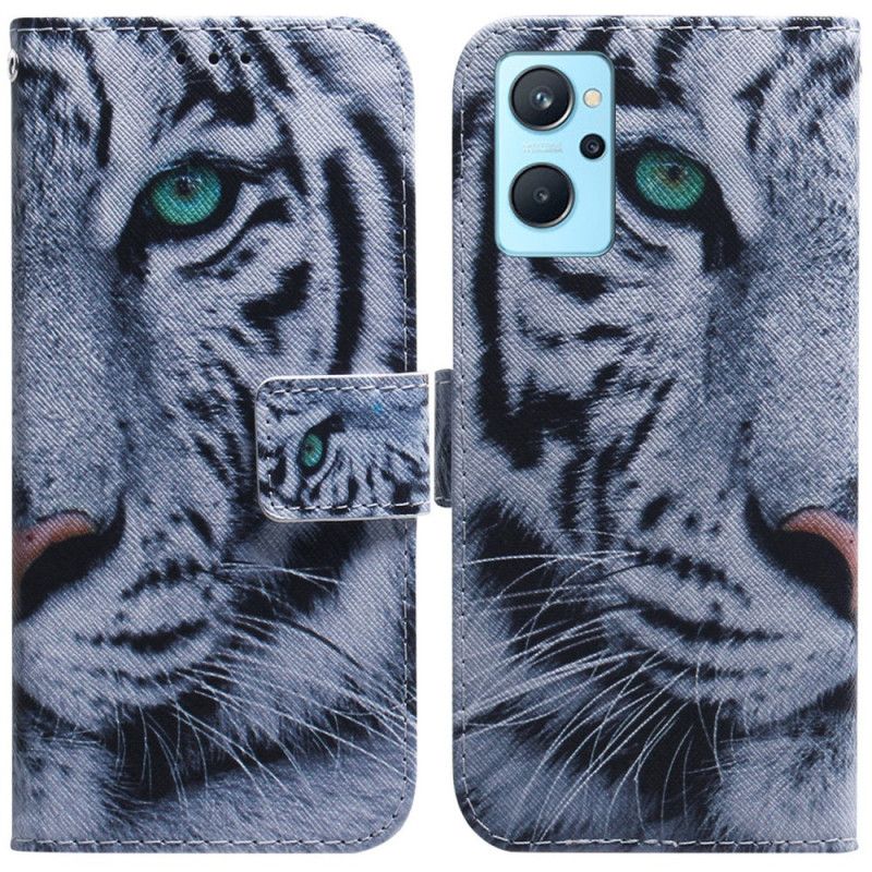 Kožené Puzdro Realme 9i Biely Tiger