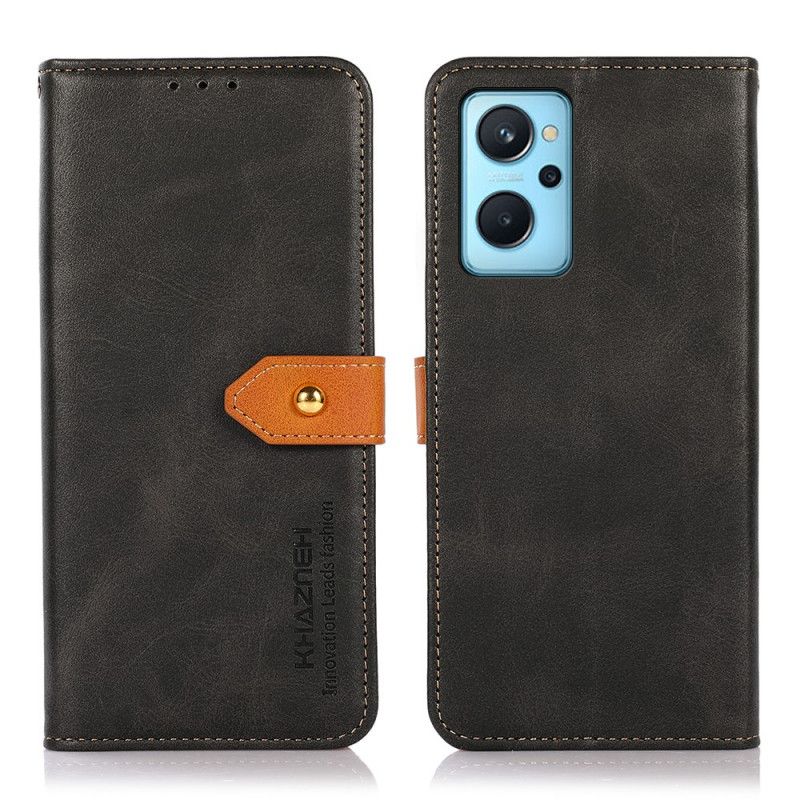 Kožené Puzdro Realme 9i Dvojfarebná Zlatá Spona Khazneh