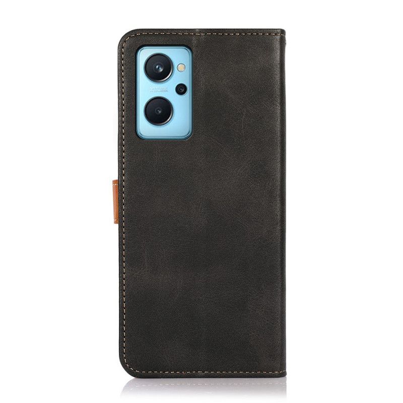 Kožené Puzdro Realme 9i Dvojfarebná Zlatá Spona Khazneh