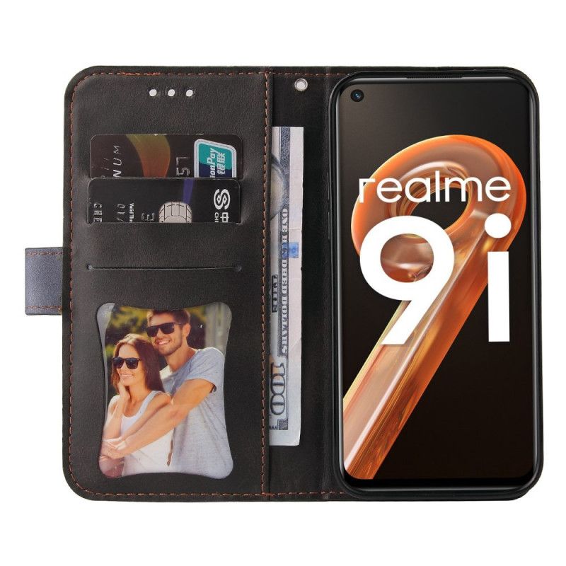 Kožené Puzdro Realme 9i Dvojfarebný Remienok