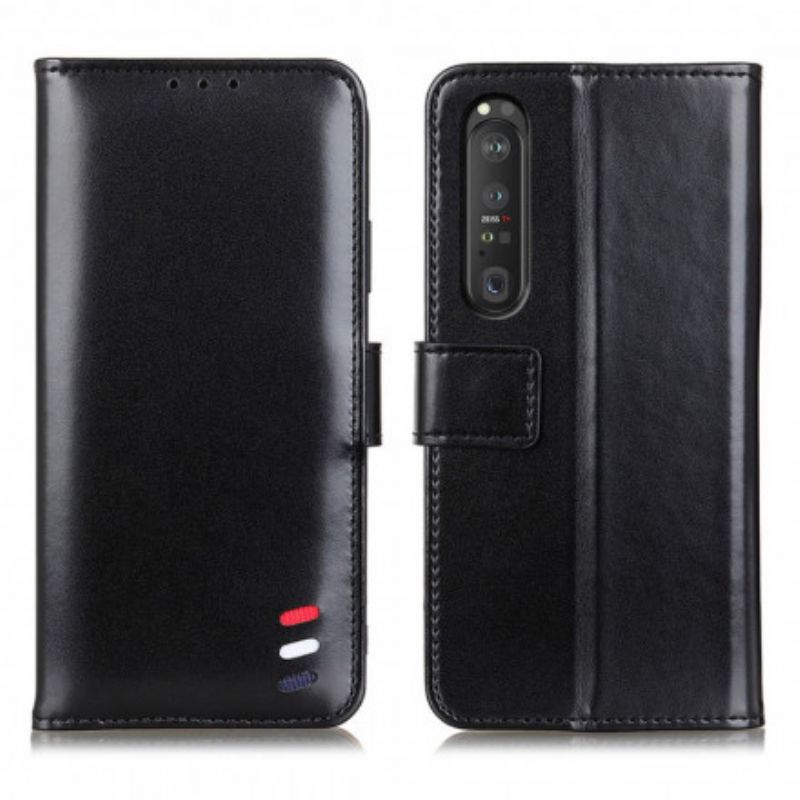 Flipové Puzdro Sony Xperia 1 III Trikolórový Kožený Efekt