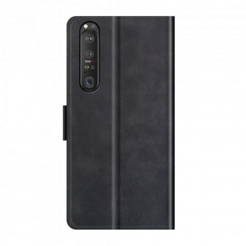 Kožené Puzdro Sony Xperia 1 III Flipové Puzdro Klasická Dvojitá Klapka