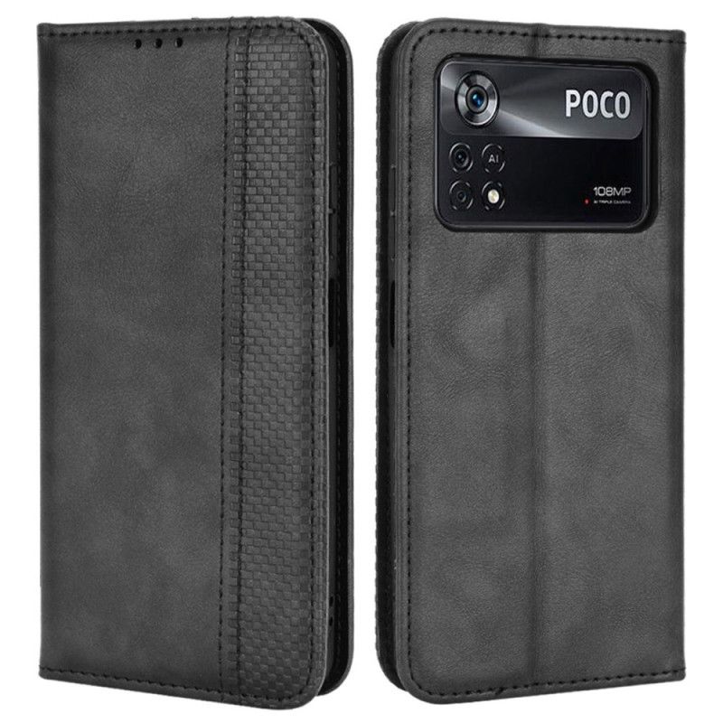 Flipové Puzdro Poco X4 Pro 5G Kožené Puzdro Vintage Kožený Efekt