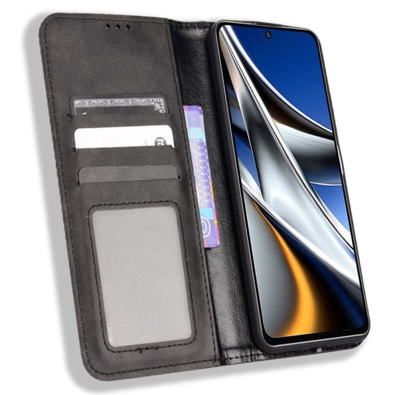 Flipové Puzdro Poco X4 Pro 5G Kožené Puzdro Vintage Kožený Efekt