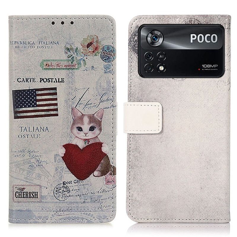 Kožené Puzdro Poco X4 Pro 5G Cestovateľ Cat