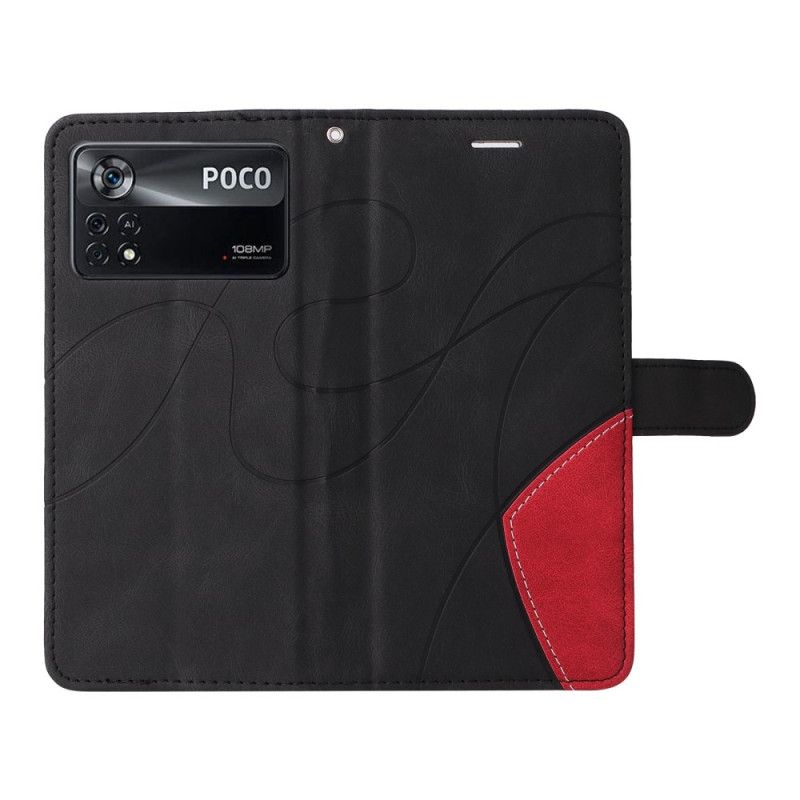 Kožené Puzdro Poco X4 Pro 5G Dvojfarebný Remienok