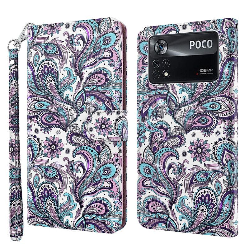 Kožené Puzdro Poco X4 Pro 5G Remienok Vzor