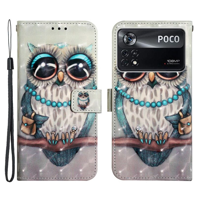 Kožené Puzdro Poco X4 Pro 5G Slečna Sova S Popruhom