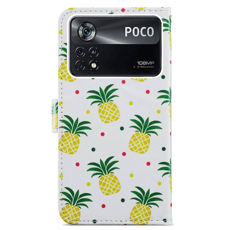Kožené Puzdro Poco X4 Pro 5G Strappy Ananás