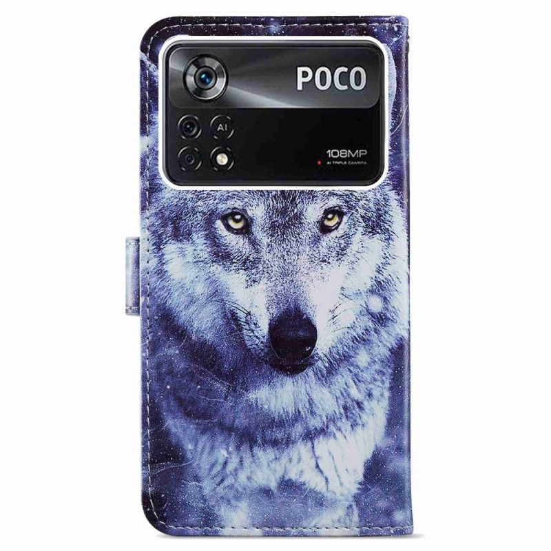 Kožené Puzdro Poco X4 Pro 5G Strappy Wolf