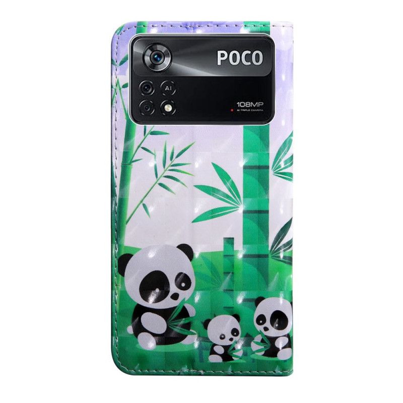 Peňaženkový Kryt Poco X4 Pro 5G Lanyard Panda Family