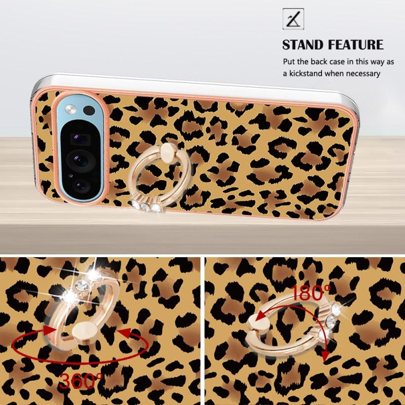 Kryt Google Pixel 9 Držiak Na Prsteň S Leopardím Vzorom