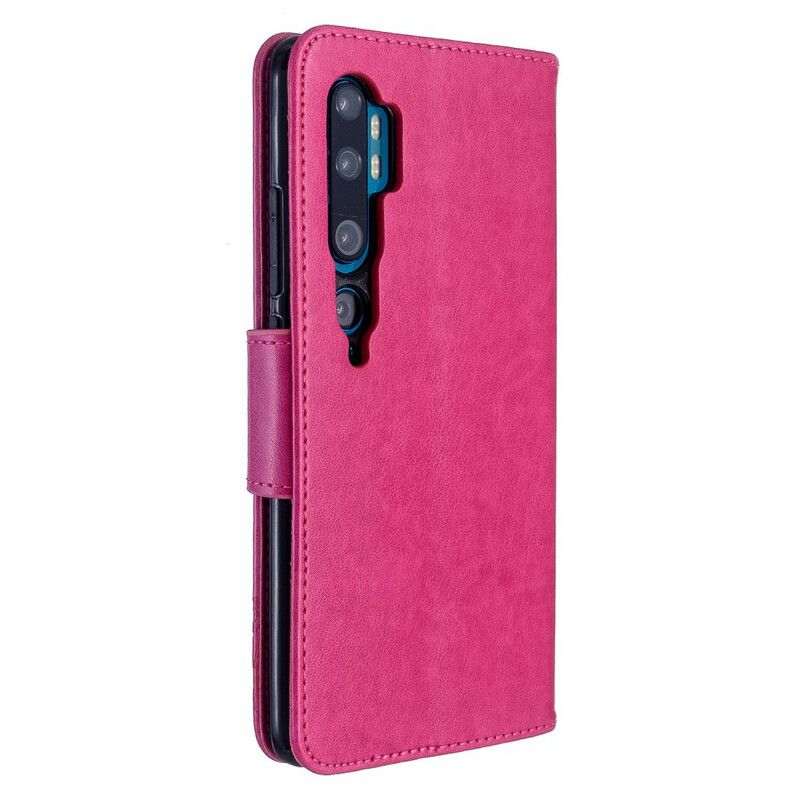 Peňaženkový Kryt Xiaomi Mi Note 10 / 10 Pro Popruh S Potlačou Motýľov