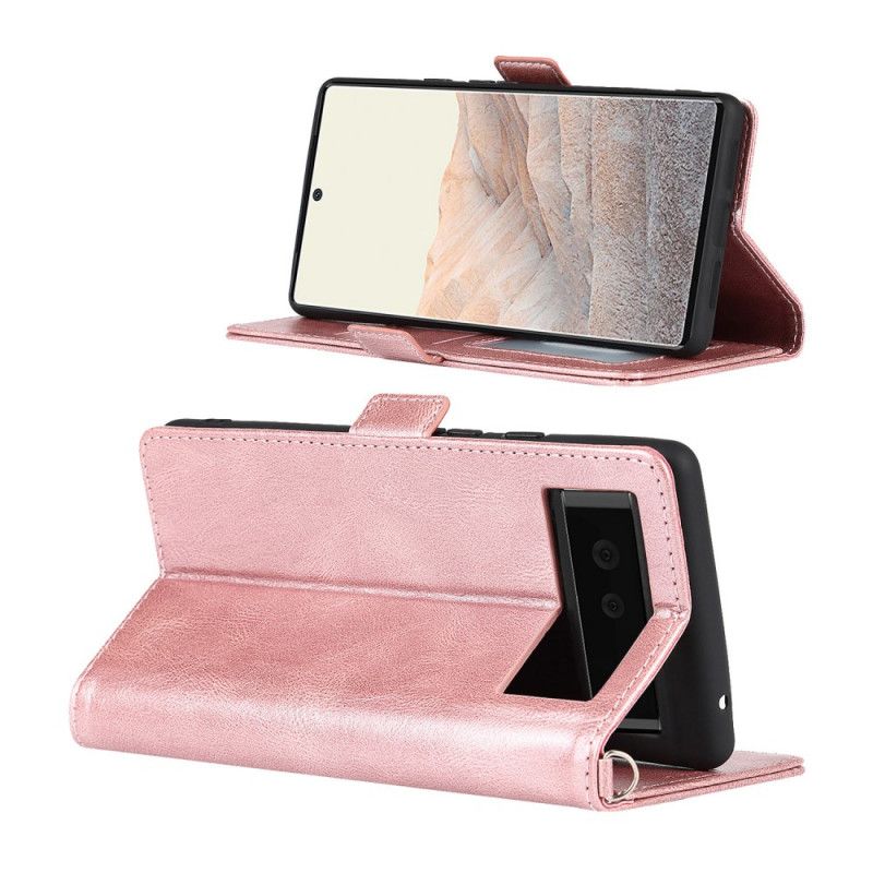 Kožené Puzdro Google Pixel 6 Flipové Puzdro Dvojitá Rfid Klapka
