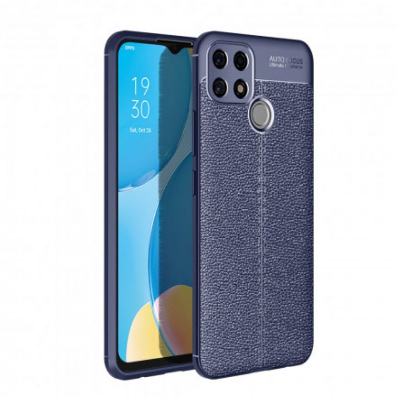 Kryt Oppo A15 Leather Effect Litchi Double Line