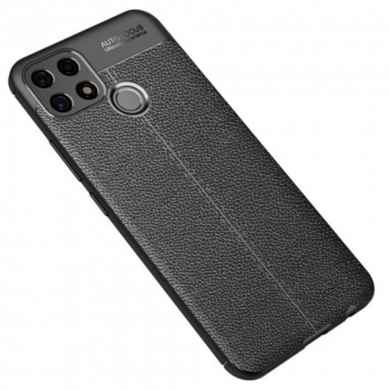 Kryt Oppo A15 Leather Effect Litchi Double Line