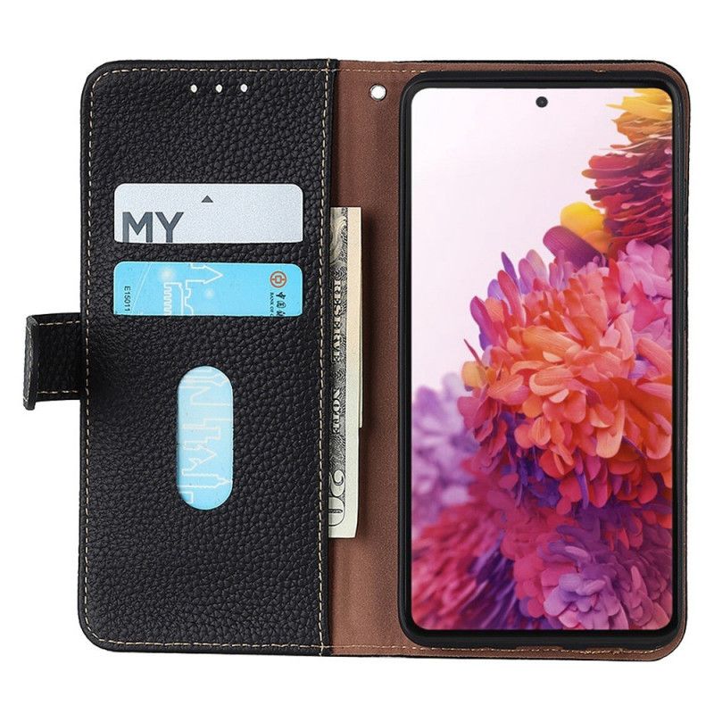Flipové Puzdro Samsung Galaxy M23 5G Khazneh Originálna Koža Litchi
