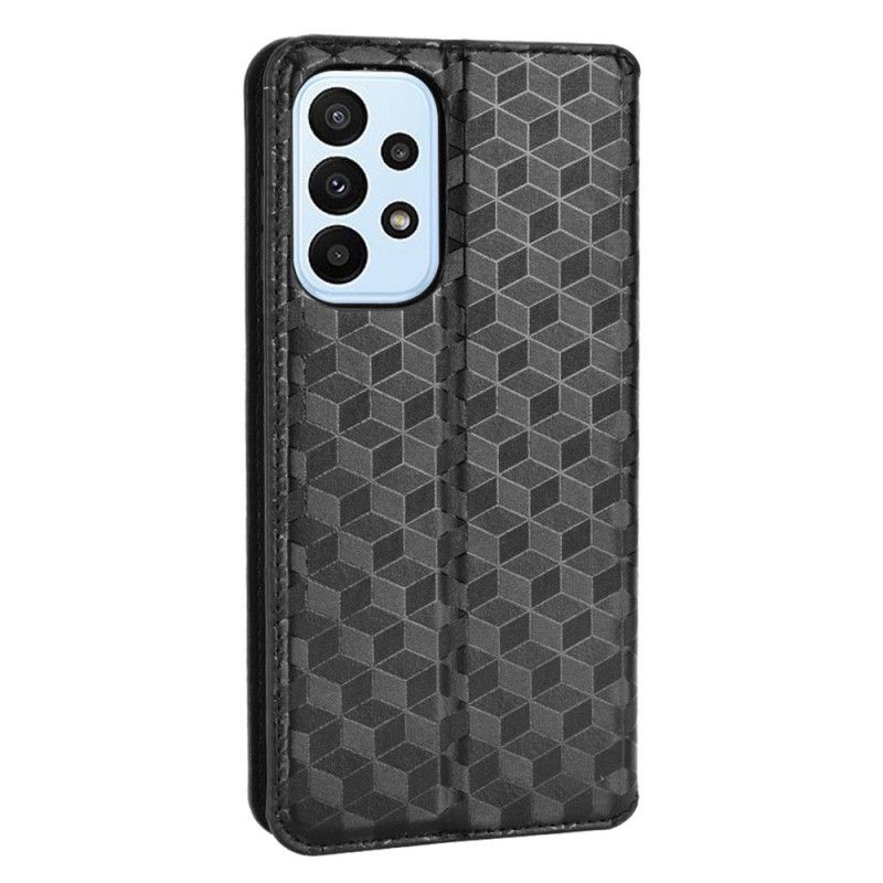 Flipové Puzdro Samsung Galaxy M23 5G Kožené Puzdro 3d Kocka S Koženým Efektom
