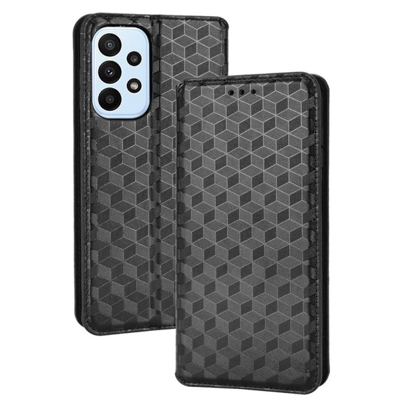 Flipové Puzdro Samsung Galaxy M23 5G Kožené Puzdro 3d Kocka S Koženým Efektom