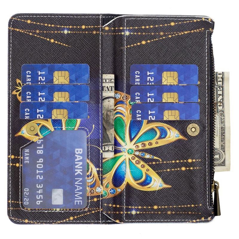 Kožené Puzdro Samsung Galaxy M23 5G Butterflies Kabelka Na Mince A Šnúrka Na Krk