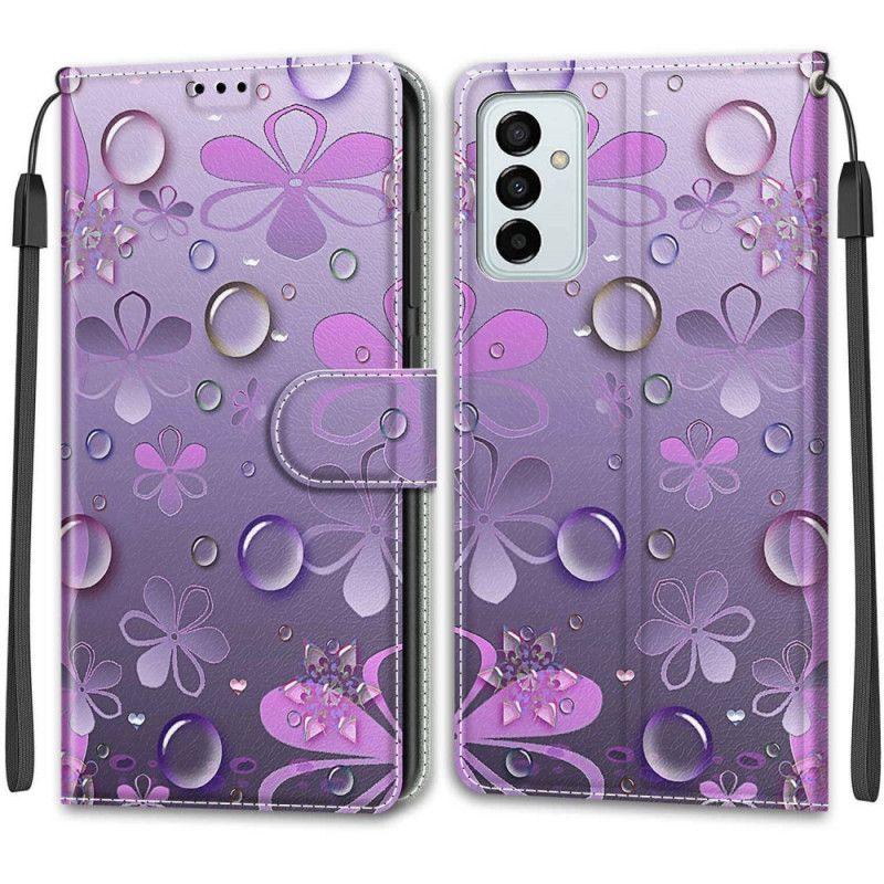 Kožené Puzdro Samsung Galaxy M23 5G Kvapky Vody So Šnúrkou
