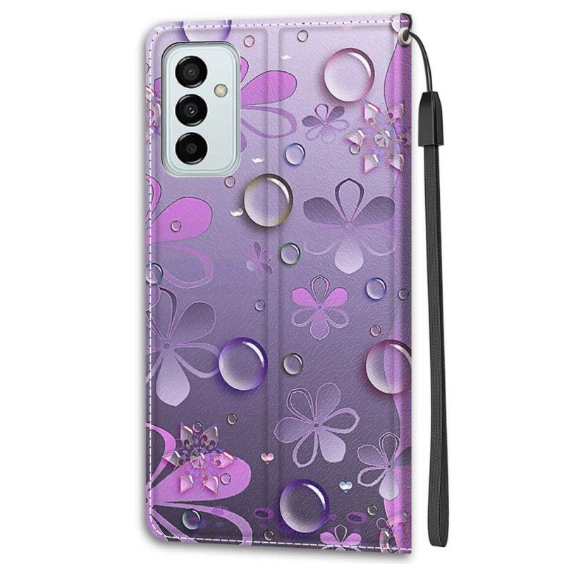 Kožené Puzdro Samsung Galaxy M23 5G Kvapky Vody So Šnúrkou
