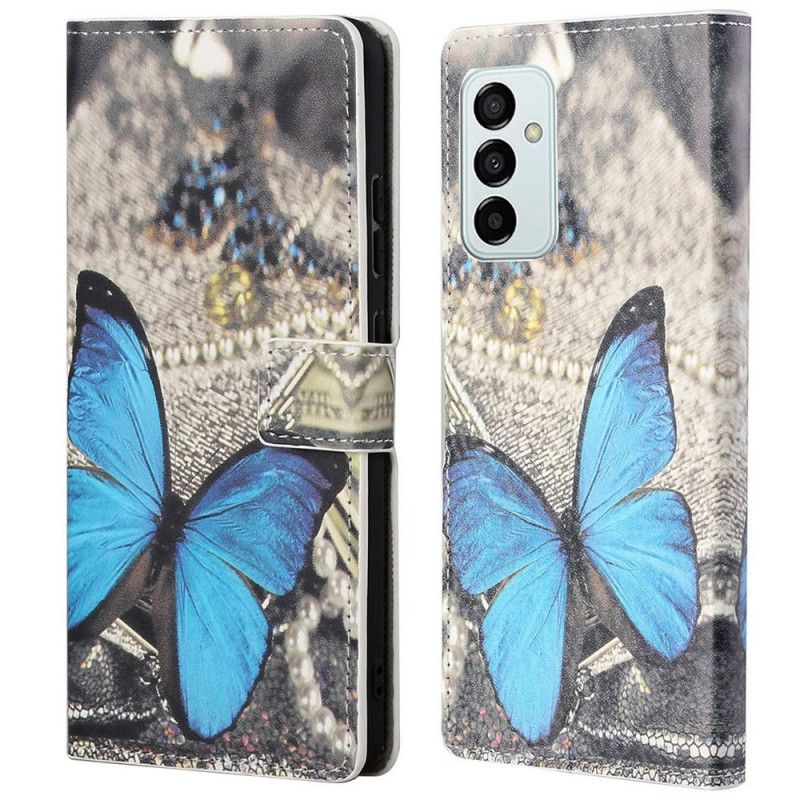 Kožené Puzdro Samsung Galaxy M23 5G Modrý Motýľ