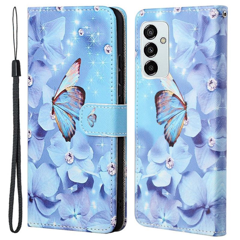 Kožené Puzdro Samsung Galaxy M23 5G Strappy Diamond Butterflies