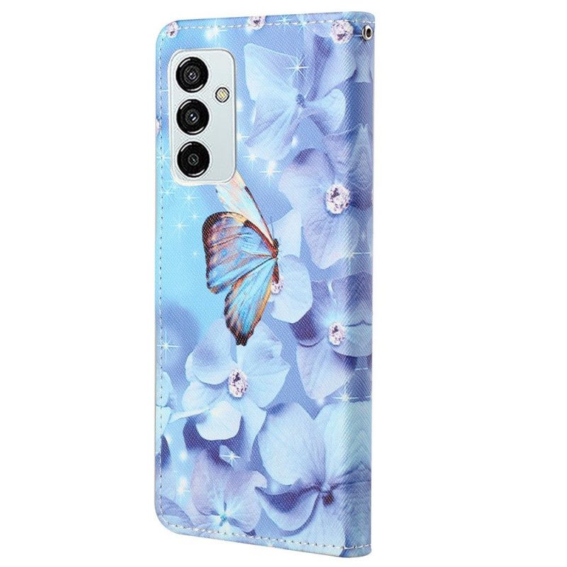 Kožené Puzdro Samsung Galaxy M23 5G Strappy Diamond Butterflies
