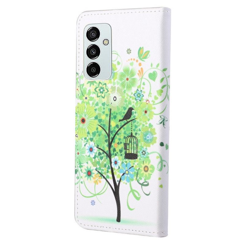 Kožené Puzdro Samsung Galaxy M23 5G Strom So Zelenými Listami