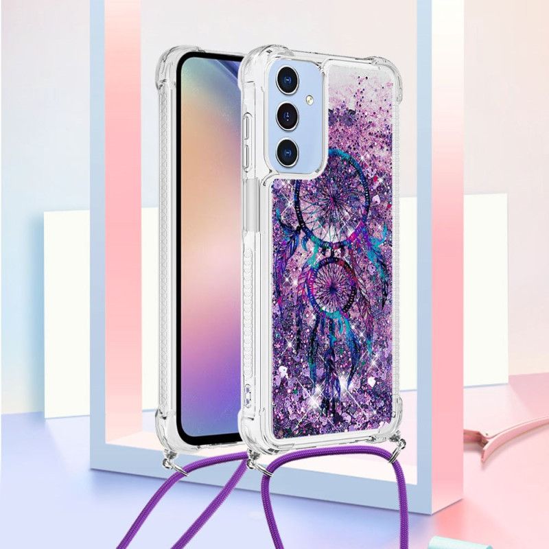 Kryt Samsung Galaxy A15 Šnúra S Flitrami S Kresleným Vzorom