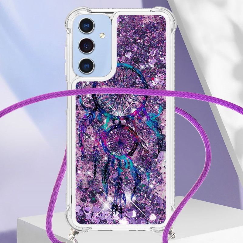 Kryt Samsung Galaxy A15 Šnúra S Flitrami S Kresleným Vzorom